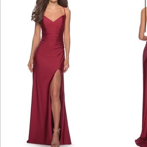 Cross Back Satin Jersey Trumpet Gown LA FEMME